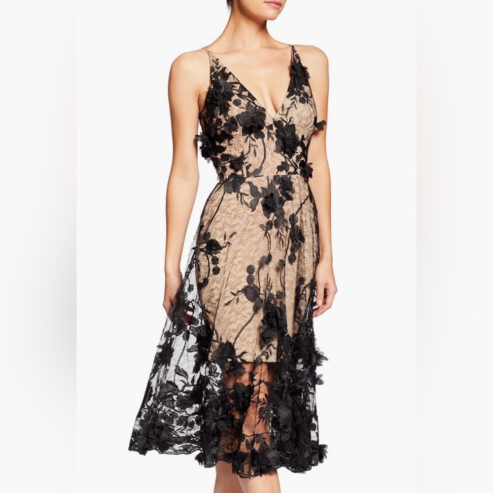 [Never Worn] Dress the Population Black and Tan Floral Dress - Size: S
